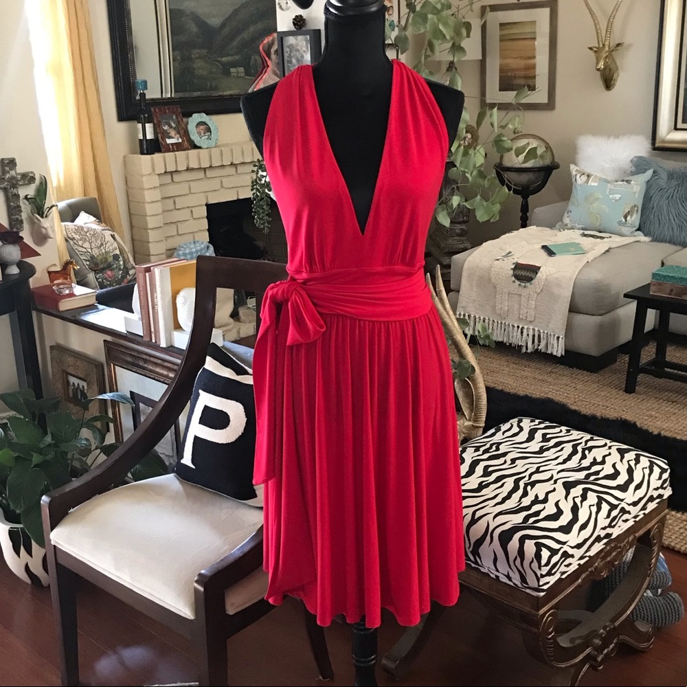 Slinky knit red dress